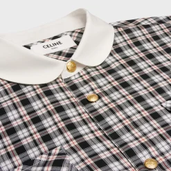 Hot cropped shirt in check silk Women Shirts And Tops
