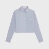 New cropped shirt in striped cotton and silk Women Shirts And Tops
