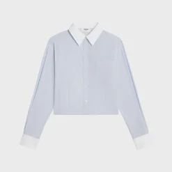 Hot cropped shirt in striped cotton poplin Women Shirts And Tops