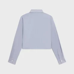 New cropped shirt in striped cotton and silk Women Shirts And Tops