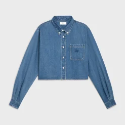 New CROPPED SHIRT IN UNION OCEAN WASH DENIM Women Shirts And Tops | Denim