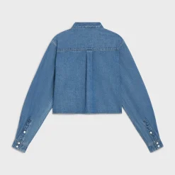 New CROPPED SHIRT IN UNION OCEAN WASH DENIM Women Shirts And Tops | Denim