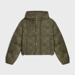 Hot cropped triomphe down jacket in lightweight nylon Women Jackets | Coats
