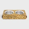 Fashion Dog bowl in lambskin with Triomphe canvas with print Dog Accessories