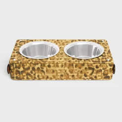 Fashion Dog bowl in lambskin with Triomphe canvas with print Dog Accessories