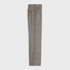 Clearance Double-pleated Tixie pants in checked flannel Women Pants And Shorts