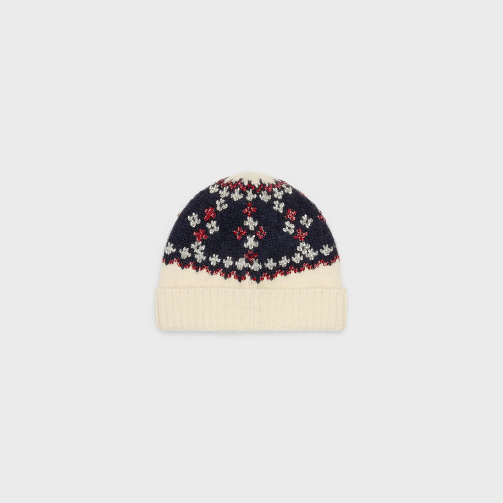 Clearance embroidered beanie in fair isle wool Women Beanies And Scarves