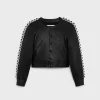 New embroidered blouson jacket in soft lambskin Women Jackets | Leather And Shearling