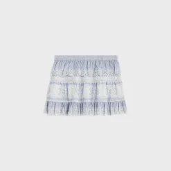 Discount embroidered mini skirt in striped cotton and cashmere Women Dresses And Skirts