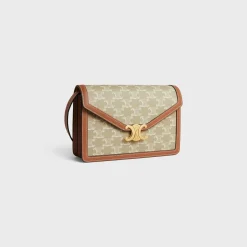 Fashion ENVELOPPE BAG in Triomphe Canvas and calfskin Women Triomphe Canvas