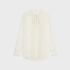 Sale frilled romy shirt in silk crepe and acetate Women Shirts And Tops