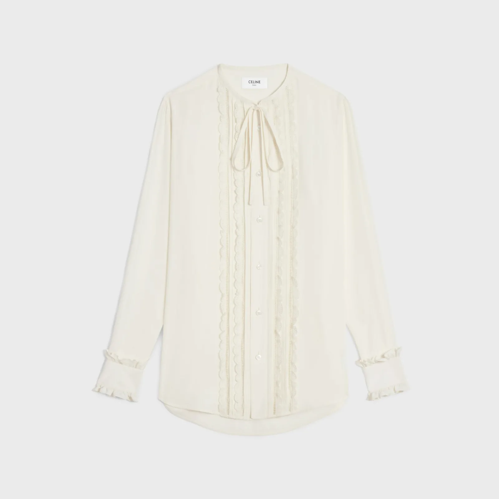 Sale frilled romy shirt in silk crepe and acetate Women Shirts And Tops