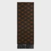 Outlet fringed scarf in monogram cashmere Hats And Soft Accessories