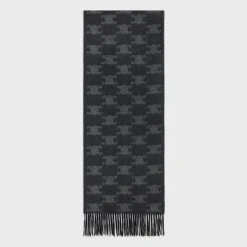 Sale fringed scarf in monogram cashmere Hats And Soft Accessories