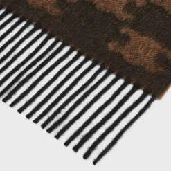 Outlet fringed scarf in monogram cashmere Hats And Soft Accessories