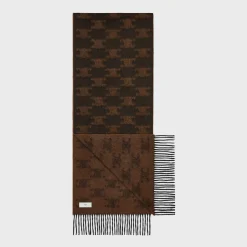 Outlet fringed scarf in monogram cashmere Hats And Soft Accessories