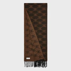 Outlet fringed scarf in monogram cashmere Hats And Soft Accessories