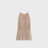 Clearance gathered mini dress in silk georgette Women Dresses And Skirts