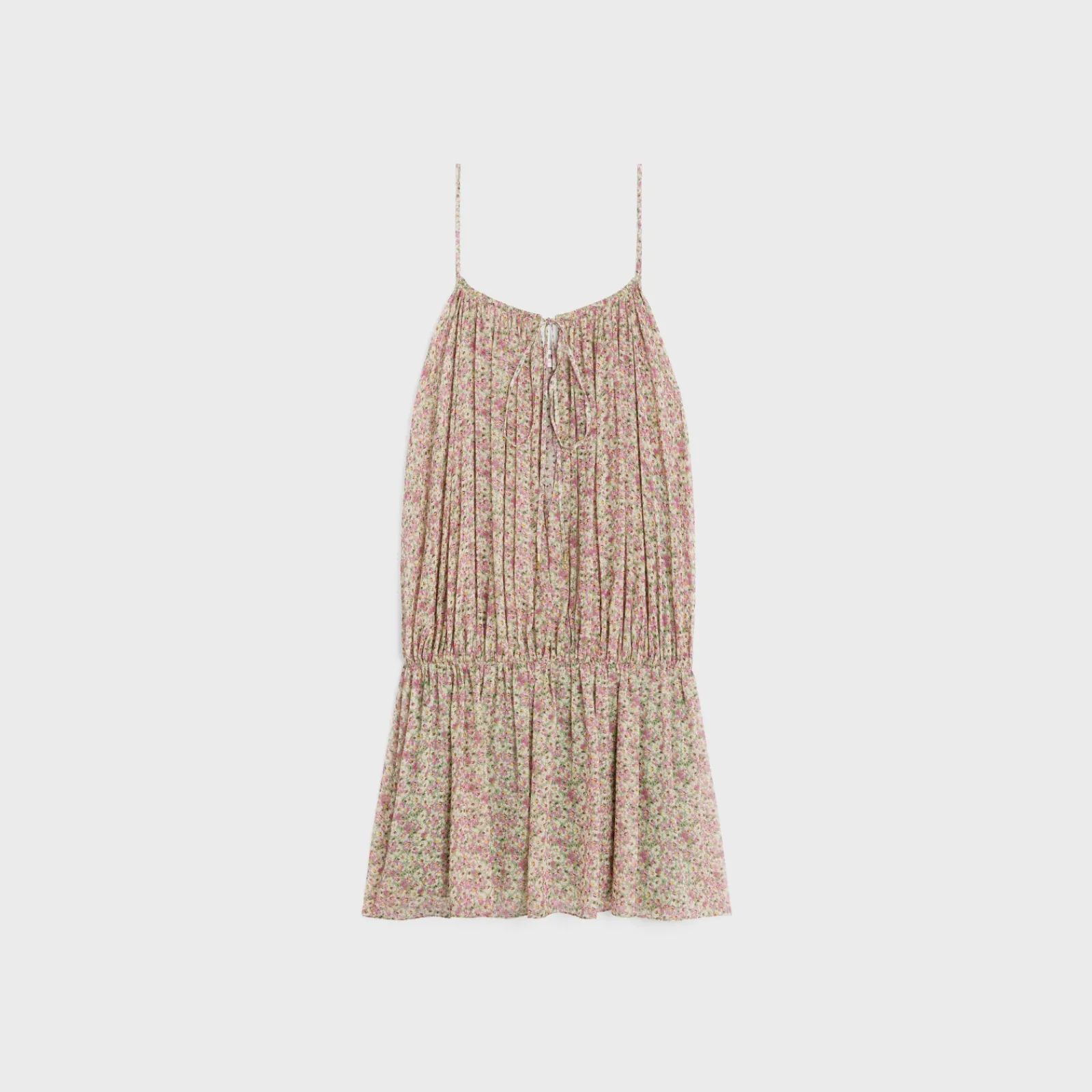 Clearance gathered mini dress in silk georgette Women Dresses And Skirts