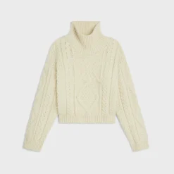 Online high neck sweater in aran alpaca wool Women Knitwear