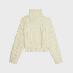 Online high neck sweater in aran alpaca wool Women Knitwear