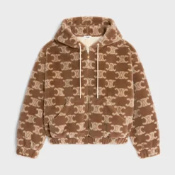 Outlet hooded jacket in triomphe wool and fur Women Jackets | T-Shirts And Sweatshirts