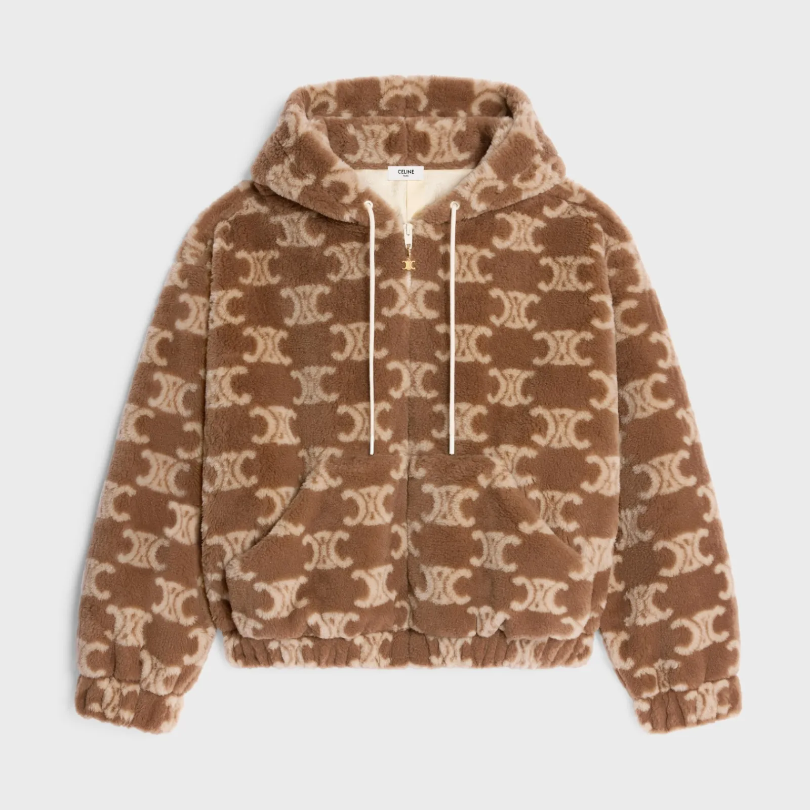 Outlet hooded jacket in triomphe wool and fur Women Jackets | T-Shirts And Sweatshirts
