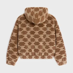 Outlet hooded jacket in triomphe wool and fur Women Jackets | T-Shirts And Sweatshirts