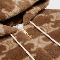 Outlet hooded jacket in triomphe wool and fur Women Jackets | T-Shirts And Sweatshirts