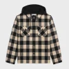 Outlet hooded overshirt in check wool Coats & Blousons
