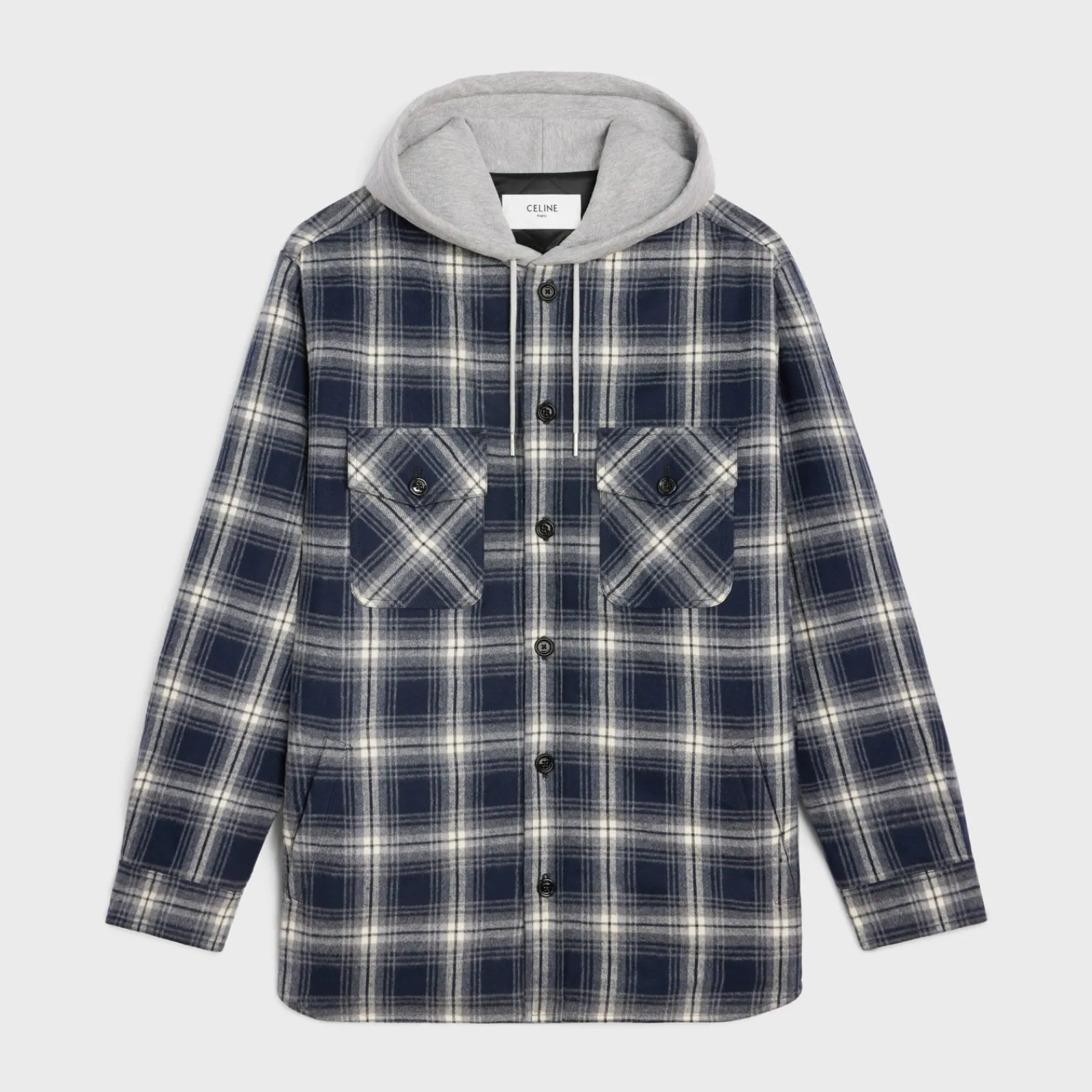 New hooded overshirt in checked cotton Coats & Blousons