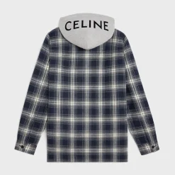 New hooded overshirt in checked cotton Coats & Blousons