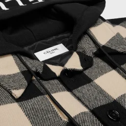 Outlet hooded overshirt in check wool Coats & Blousons