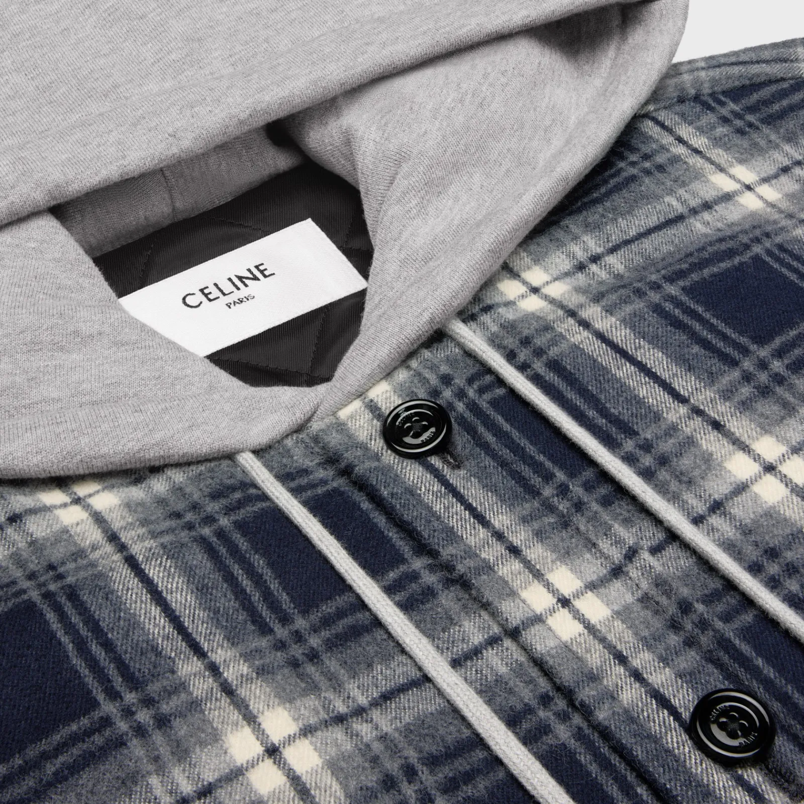 New hooded overshirt in checked cotton Coats & Blousons