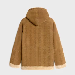 Sale hooded parka in triomphe curly lambskin Women Coats | Leather And Shearling