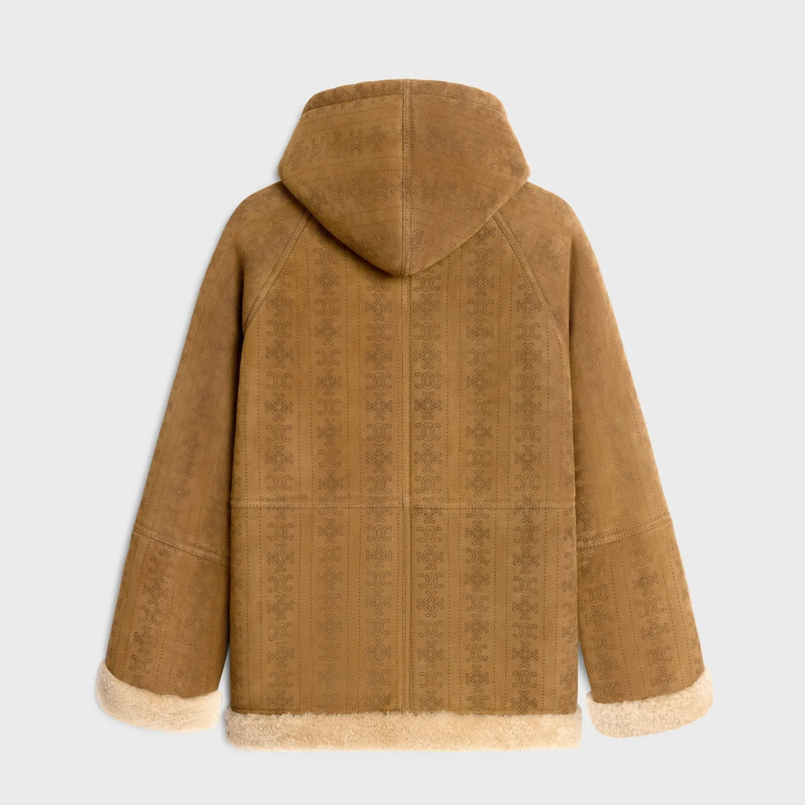 Sale hooded parka in triomphe curly lambskin Women Coats | Leather And Shearling