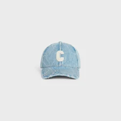 Hot initial baseball cap in denim Hats And Soft Accessories