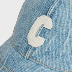 Hot initial baseball cap in denim Hats And Soft Accessories