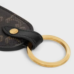 Clearance Key holder in Triomphe canvas and calfskin Women Triomphe Canvas | Categories·Pouches And Tech Accessories