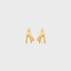 Sale Knot Double Hoops in Brass with Finish Women Knot | Categories·Earrings