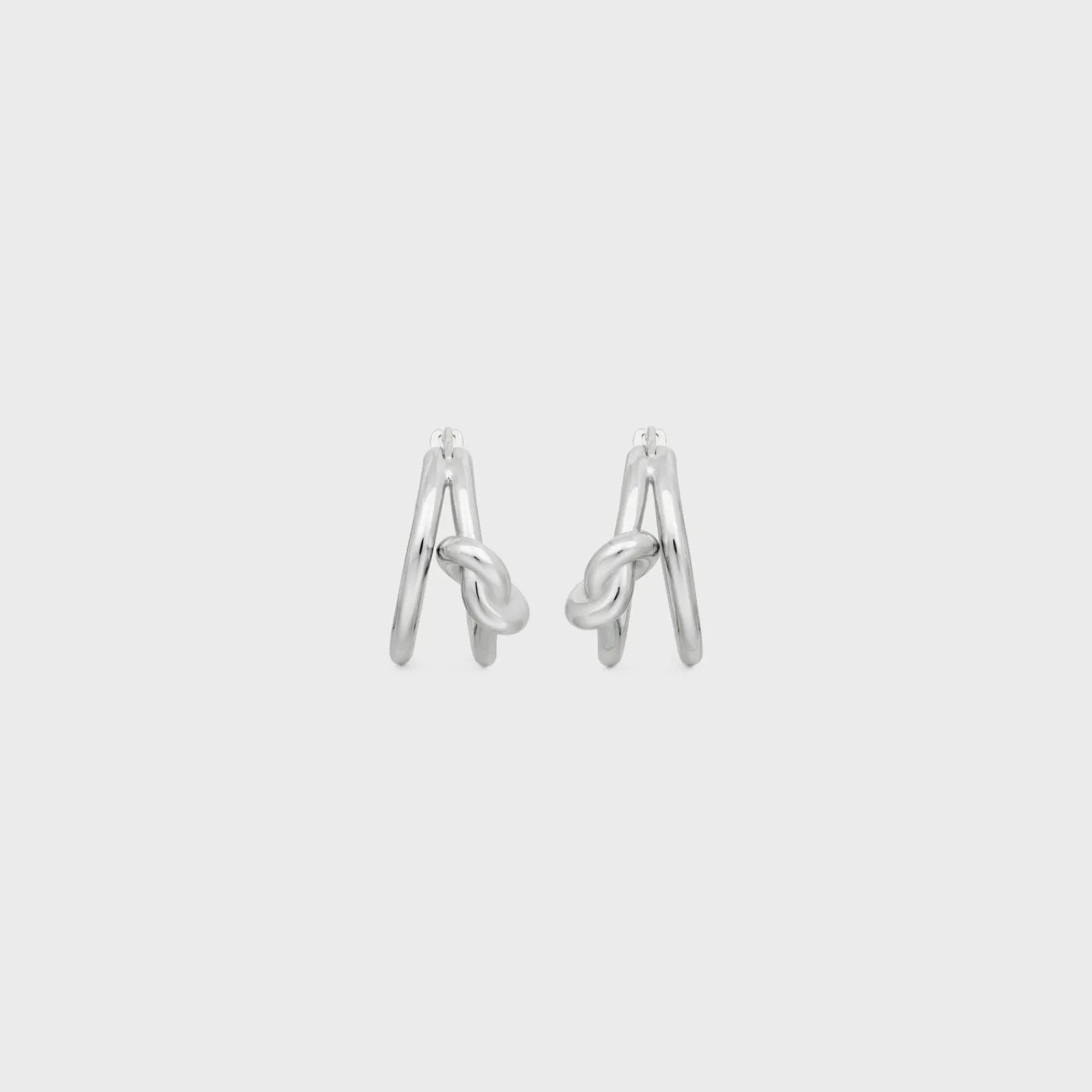 Sale Knot Double Hoops in Brass with Rhodium Finish Women Knot | Categories·Earrings