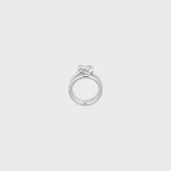 Outlet Knot Double Ring in Brass with Rhodium Finish Women Knot | Categories·Rings