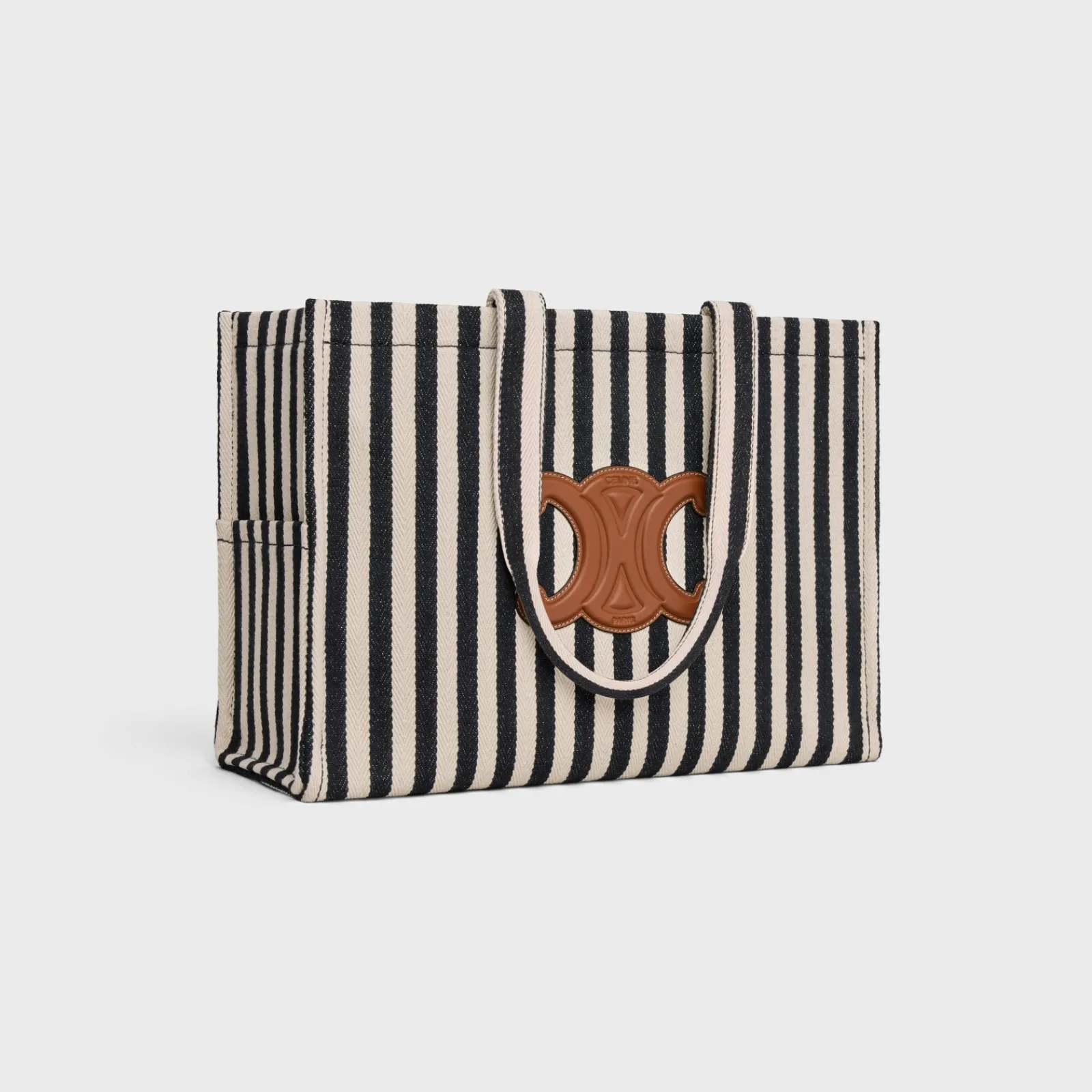 Fashion Large Cabas Thais in STRIPED TEXTILE AND CALFSKIN Women More Lines·Other Lines | Categories·Hobo And Tote Bags