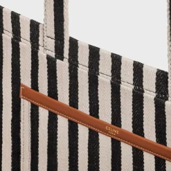 Fashion Large Cabas Thais in STRIPED TEXTILE AND CALFSKIN Women More Lines·Other Lines | Categories·Hobo And Tote Bags