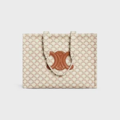 Outlet Large Cabas Thais in TEXTILE WITH TRIOMPHE CANVAS PRINT AND CALFSKIN Women More Lines·Classic Panier | More Lines·Other Lines