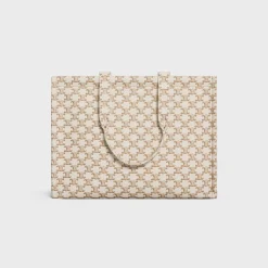 Outlet Large Cabas Thais in TEXTILE WITH TRIOMPHE CANVAS PRINT AND CALFSKIN Women More Lines·Classic Panier | More Lines·Other Lines
