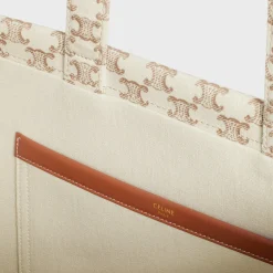 Outlet Large Cabas Thais in TEXTILE WITH TRIOMPHE CANVAS PRINT AND CALFSKIN Women More Lines·Classic Panier | More Lines·Other Lines