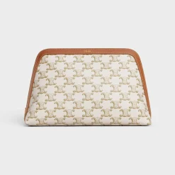 Sale LARGE COSMETIC POUCH IN TRIOMPHE CANVAS AND CALFSKIN Beauty Accessories | Travel