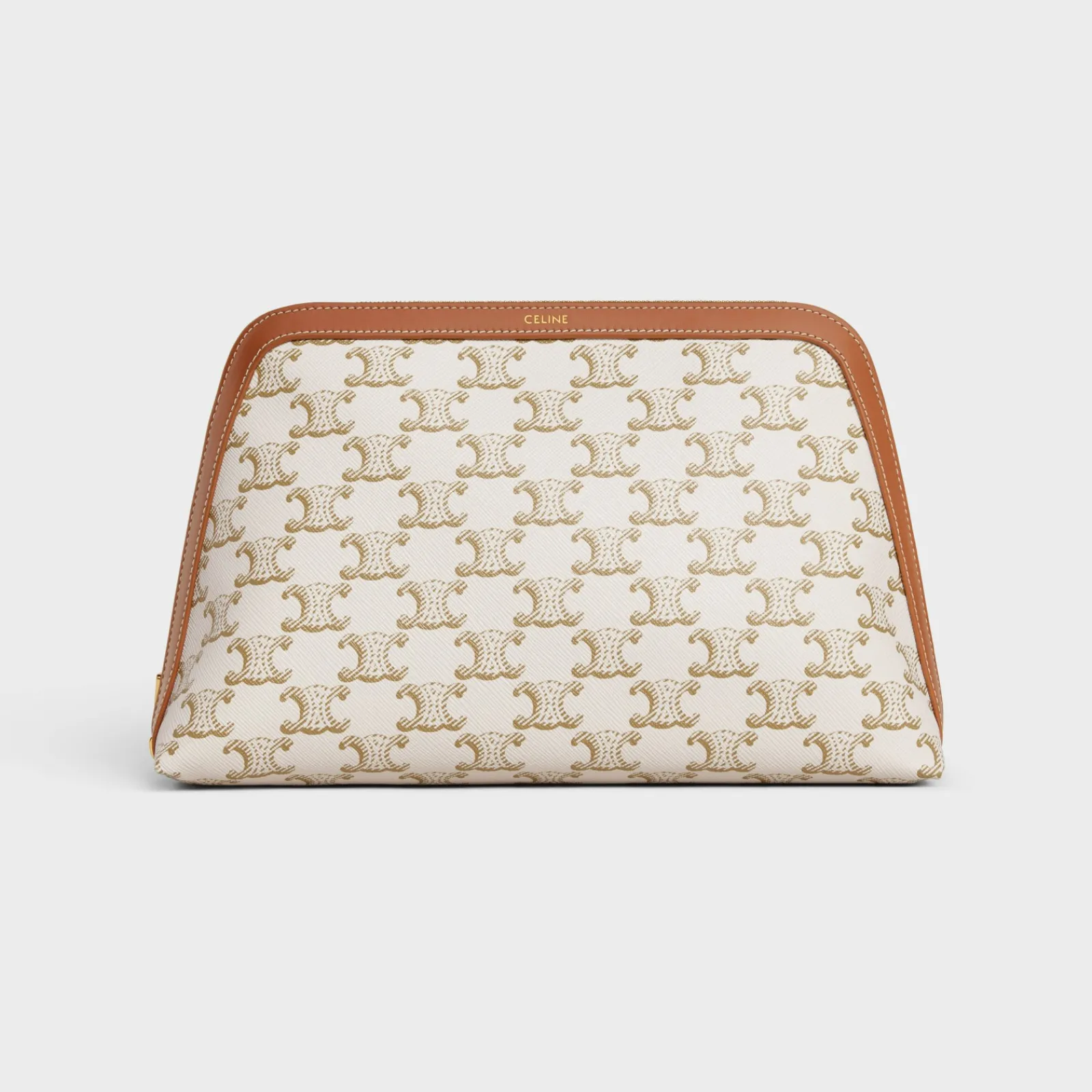 Sale LARGE COSMETIC POUCH IN TRIOMPHE CANVAS AND CALFSKIN Beauty Accessories | Travel