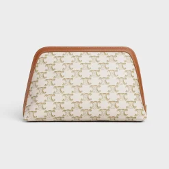 Sale LARGE COSMETIC POUCH IN TRIOMPHE CANVAS AND CALFSKIN Beauty Accessories | Travel